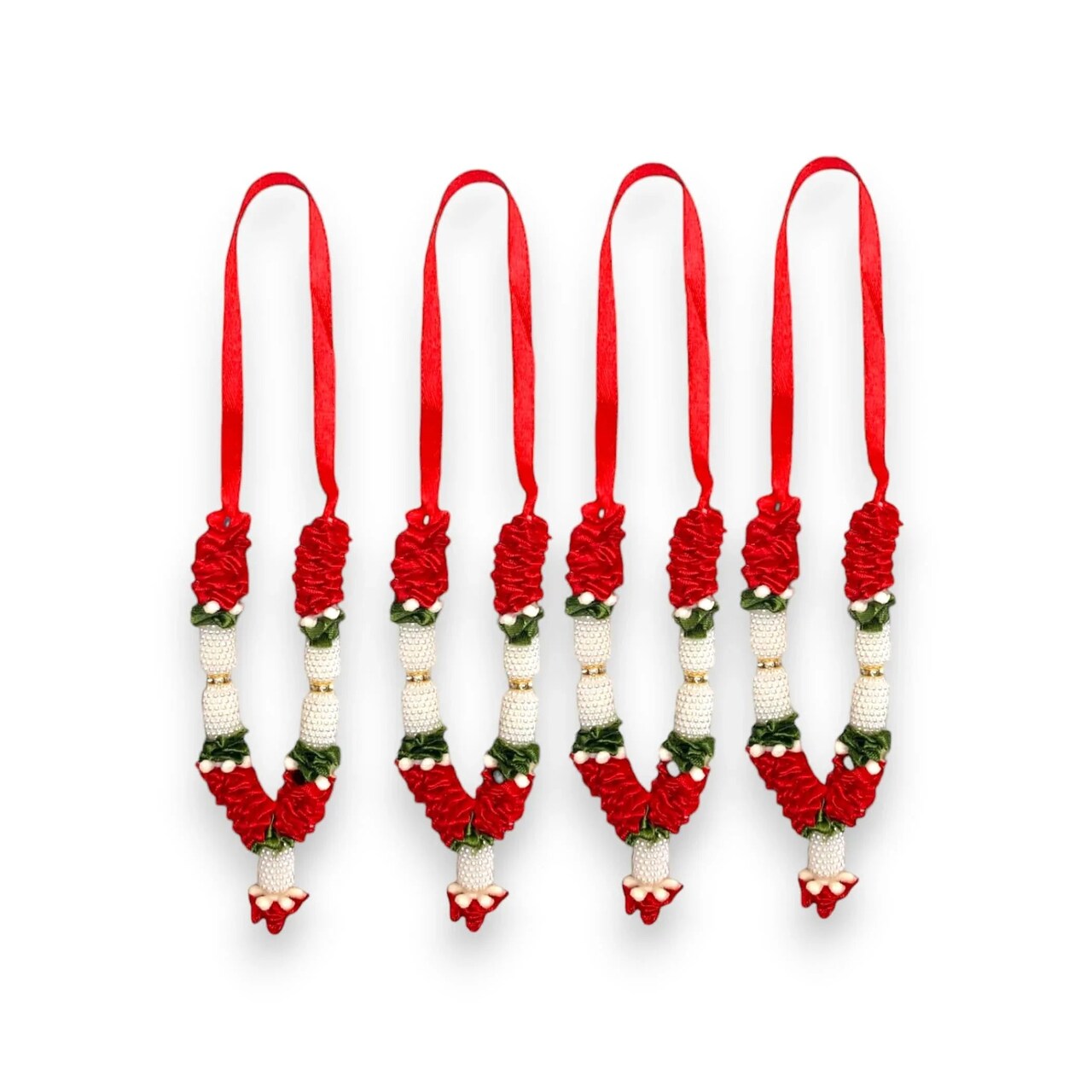 Set of 4 Mini Idol Mala 4.5 Inches God Goddess Haar Mala Makhmali Bhagwan Haar Idol Diwali Pooja Item Garland for Photo Frame God Shringar Reusable Mala